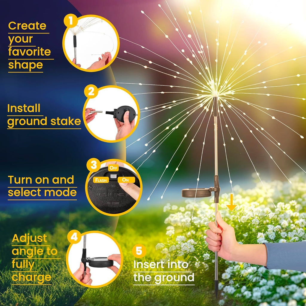 Warm White Solar Firework Garden Lights – 2 Pack – product image 6