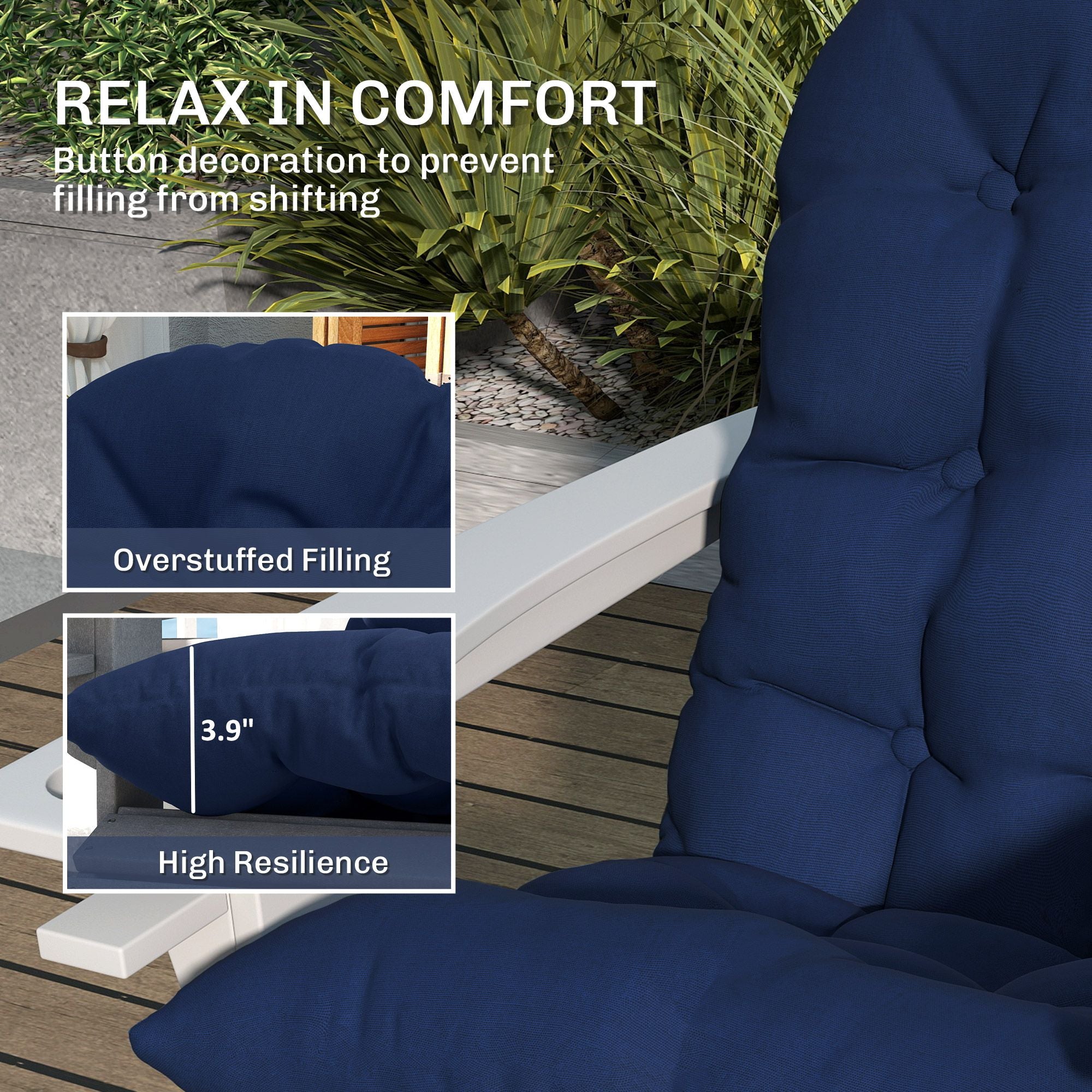 Navy Adirondack Chair Cushions – Set of 2 – product image 4