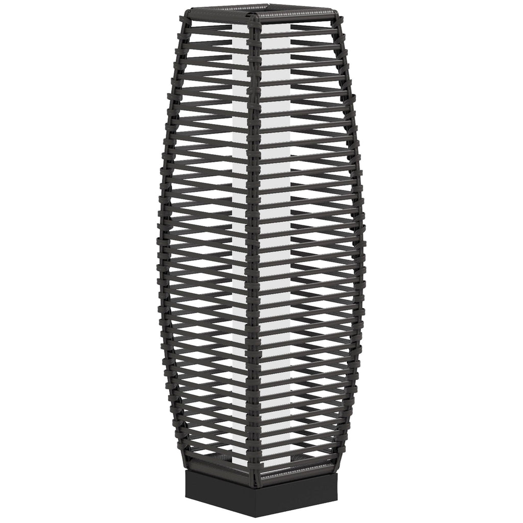Gray Solar-Powered Rattan Outdoor Floor Lamp