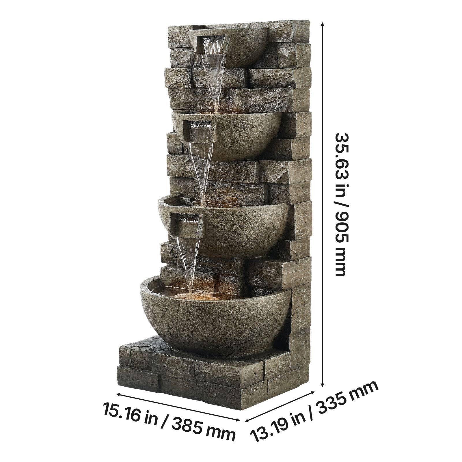 35.63-Inch Four-Tier Cascading Fountain with LED Light – product image 8