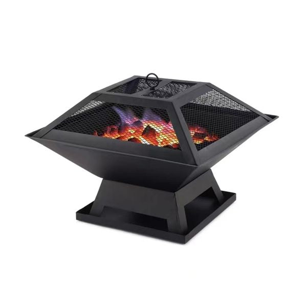 Portable Square Fire Pit and Charcoal Grill