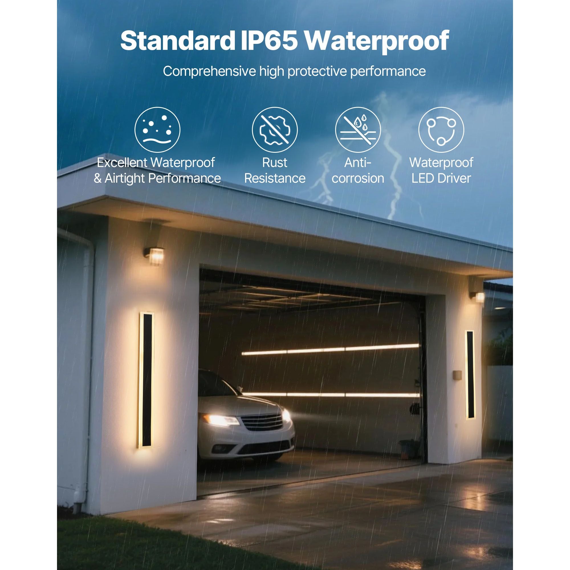 Modern 31.5-Inch Outdoor Wall Lights – 2 Pack – product image 4