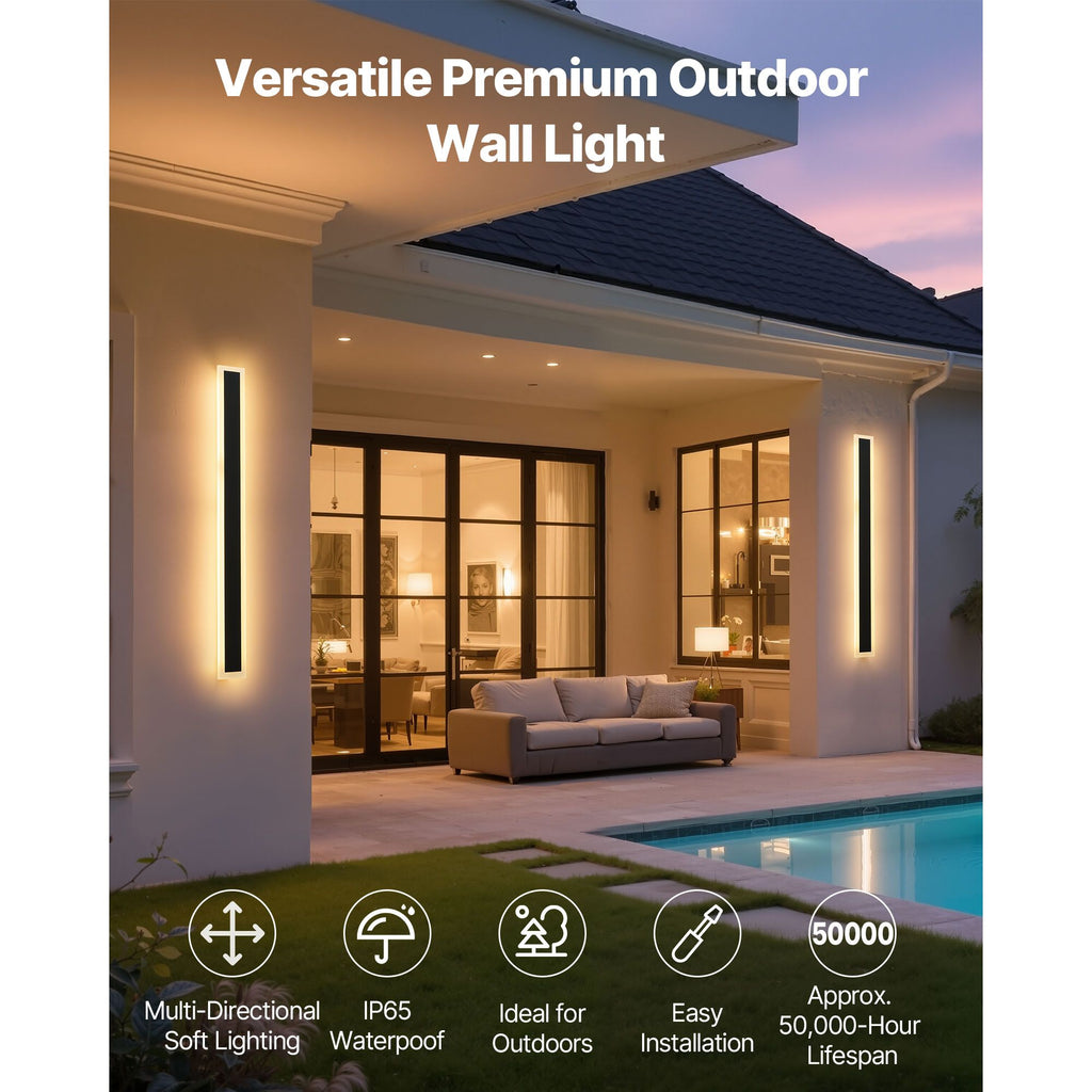Modern 31.5-Inch Outdoor Wall Lights – 2 Pack – product image 2