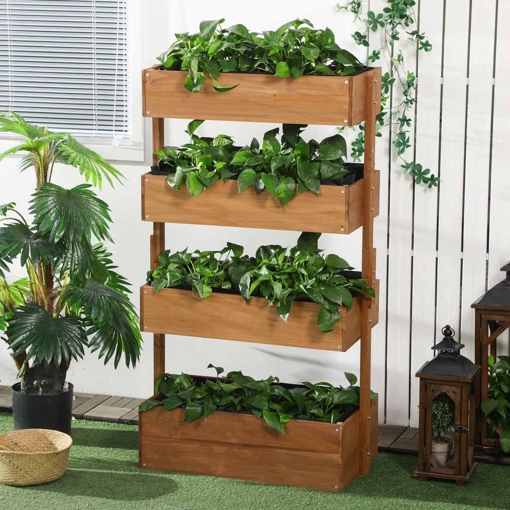 Four-Tier Vertical Wooden Raised Garden Bed – Orange – product image 2