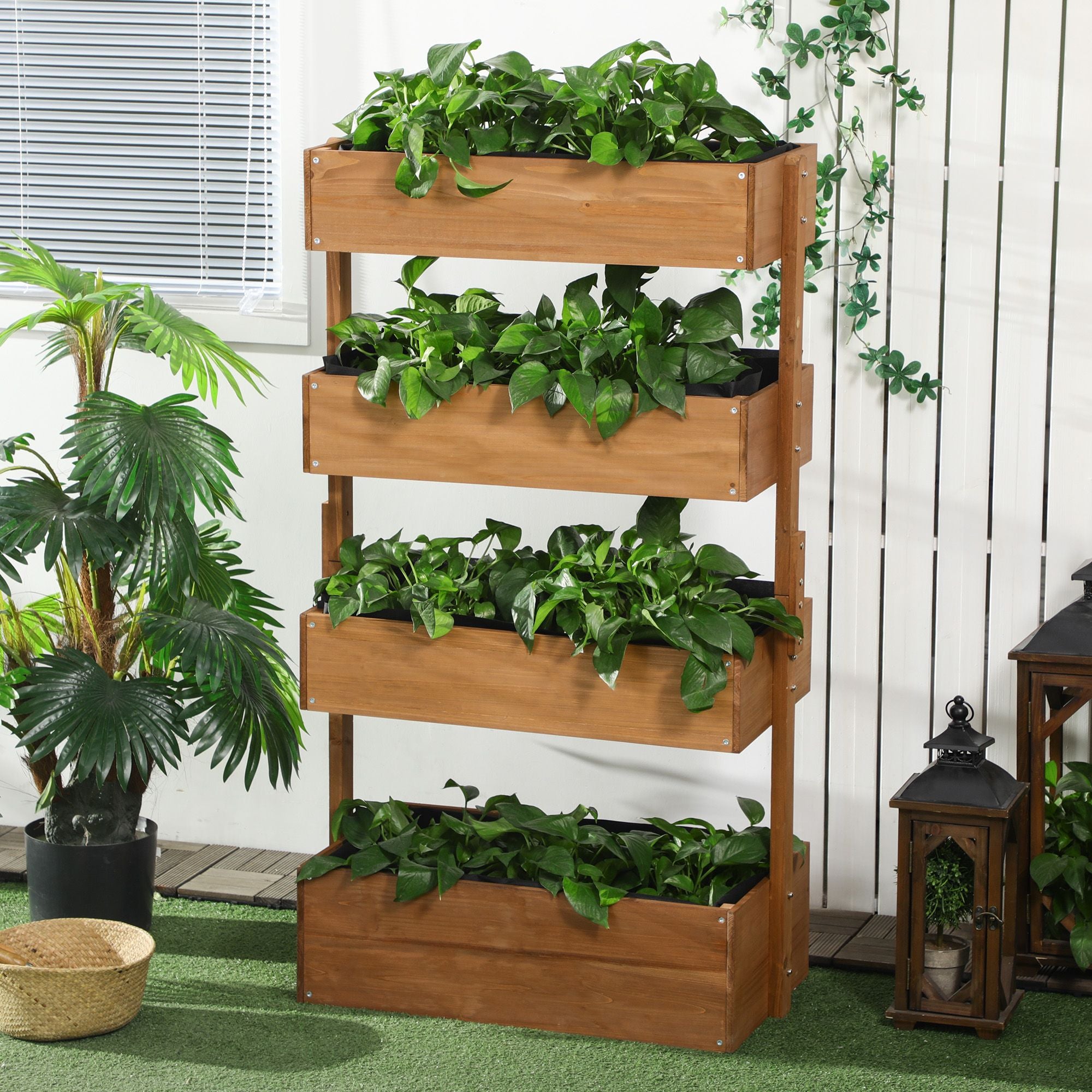 Four-Tier Vertical Wooden Raised Garden Bed – Orange – product image 2
