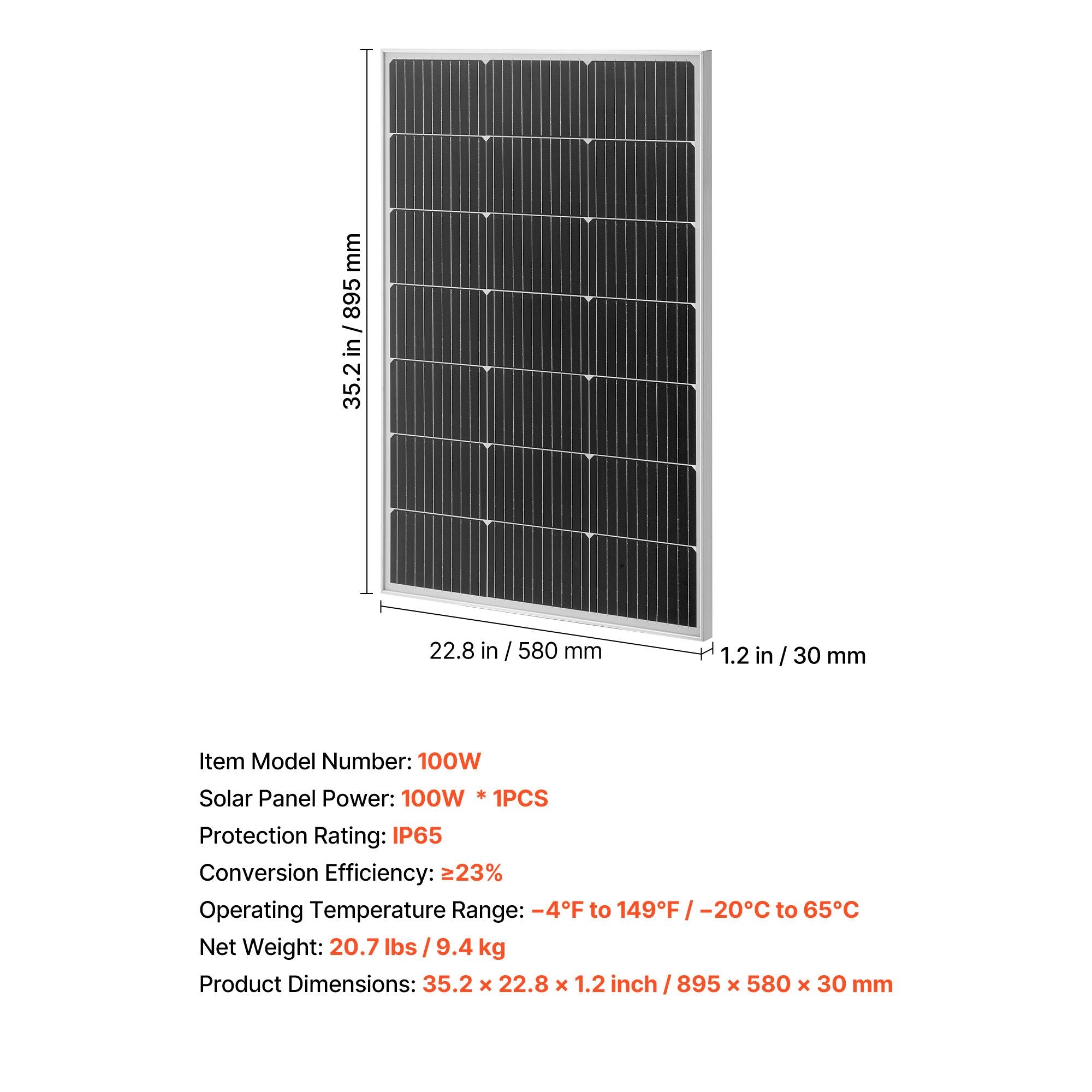100W Monocrystalline Solar Panel – product image 7