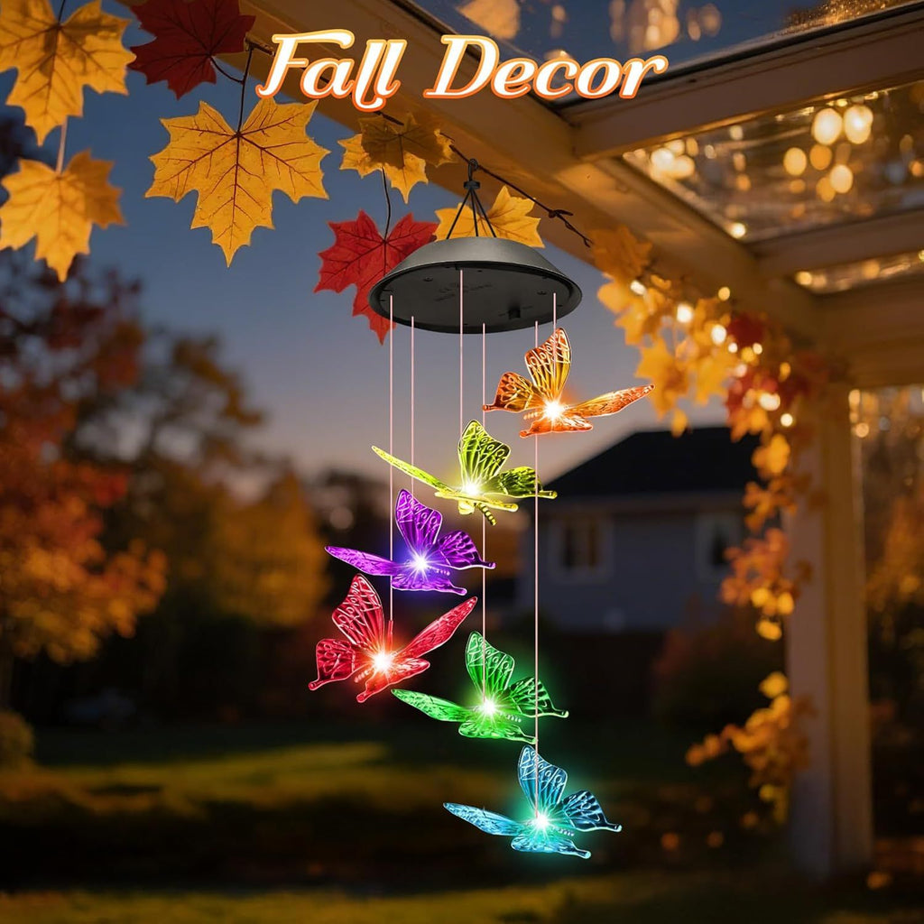 Butterfly Solar Wind Chime Light – Multicolor – product image 2