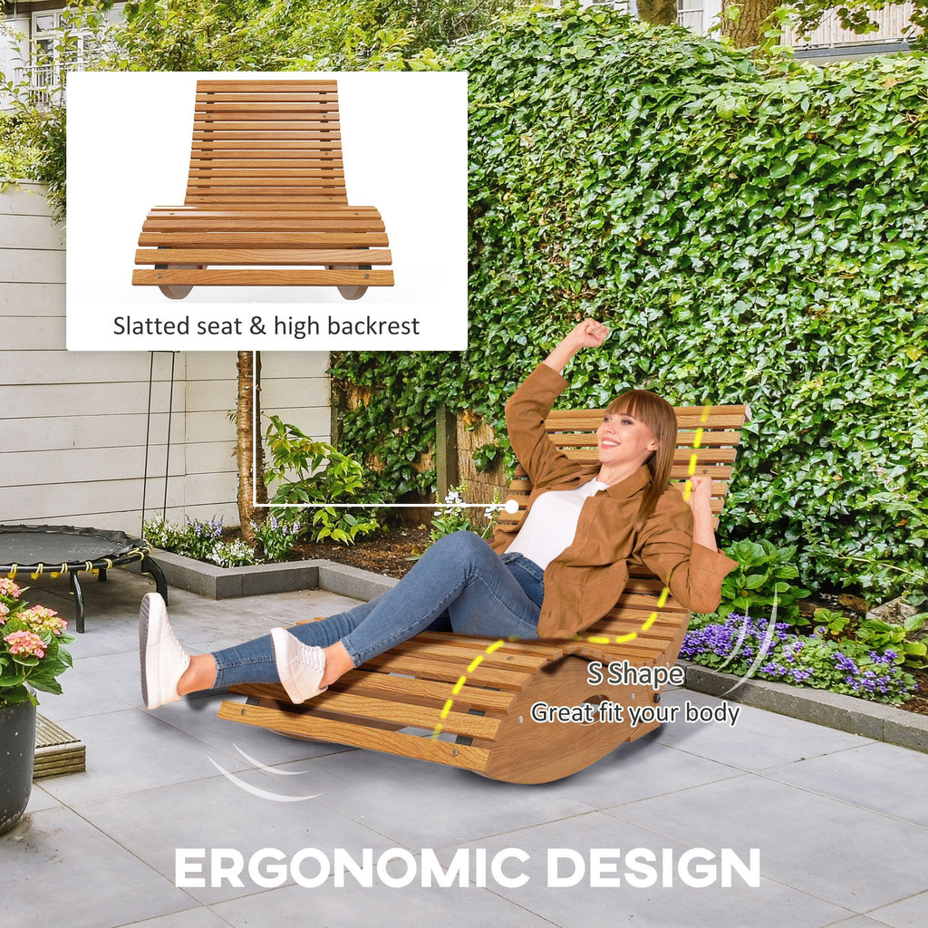 Slatted Wooden Outdoor Rocking Chair – Teak Finish – product image 5