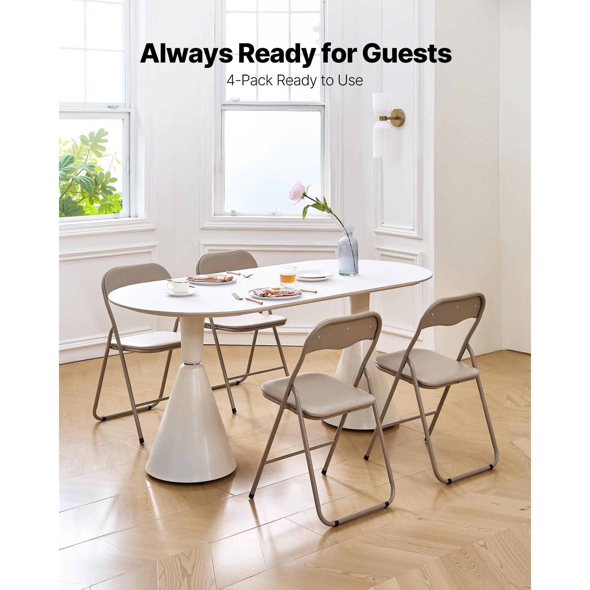Khaki Padded Folding Chairs – Set of 4 – product image 2