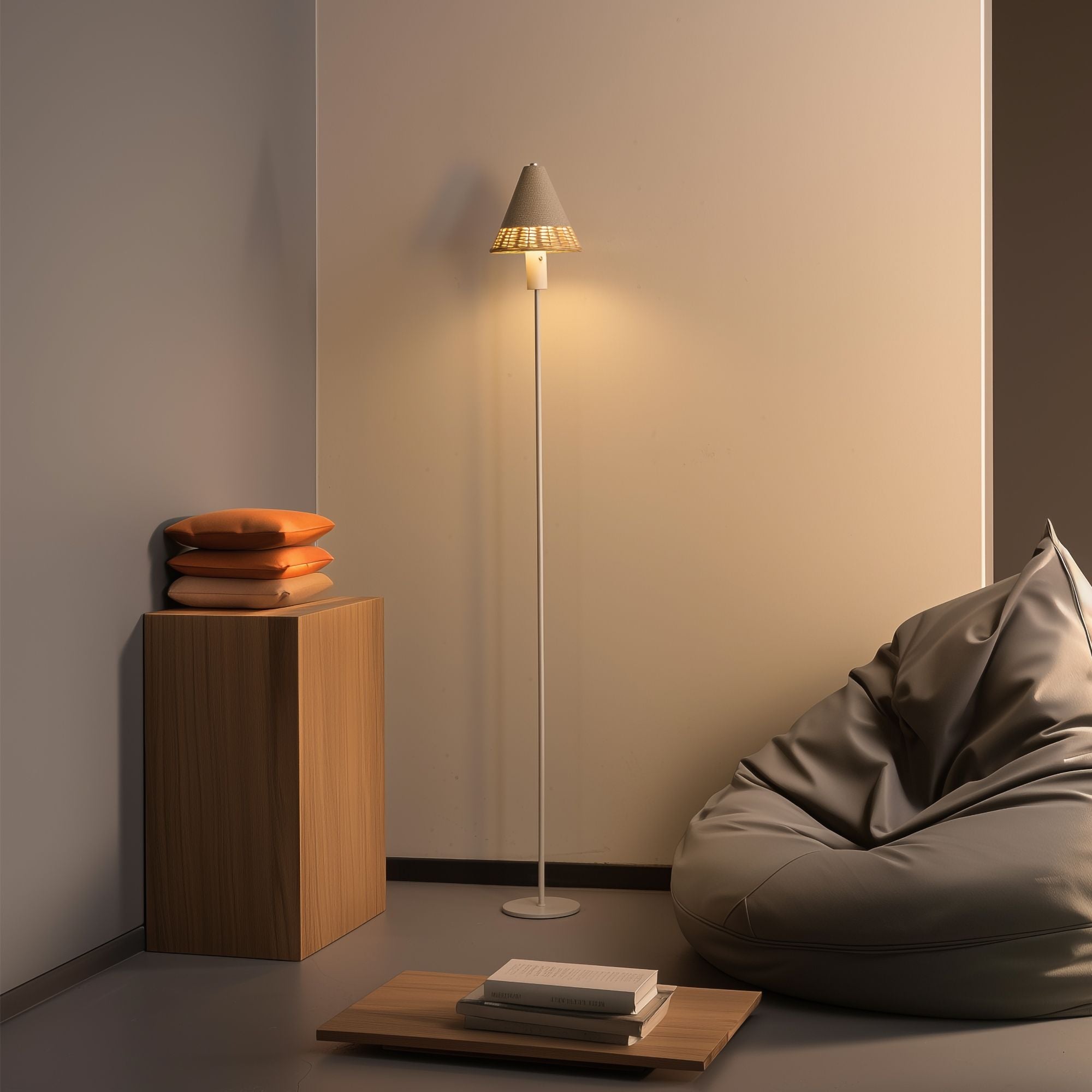 Rechargeable Linen and Rattan Indoor/Outdoor Floor Lamp – product image 6