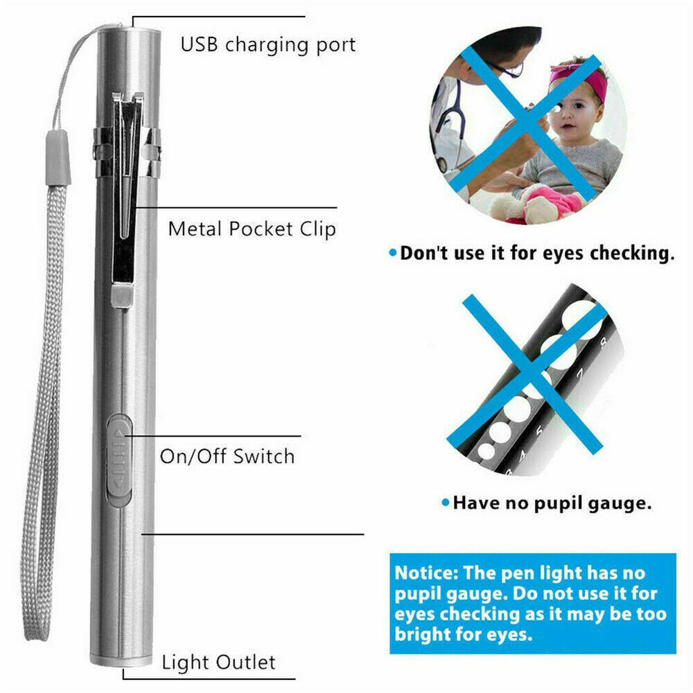 USB Rechargeable Stainless Steel Pen Flashlight – product image 3