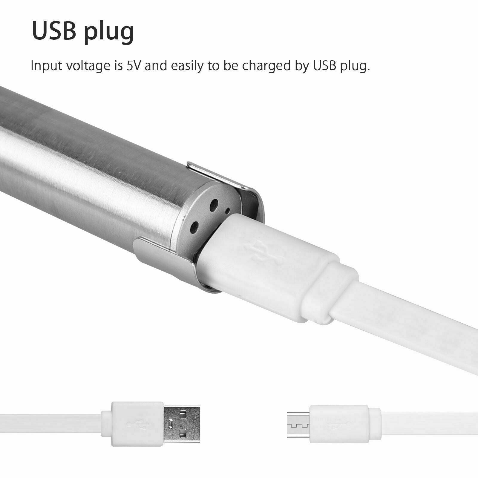 USB Rechargeable Stainless Steel Pen Flashlight – product image 9