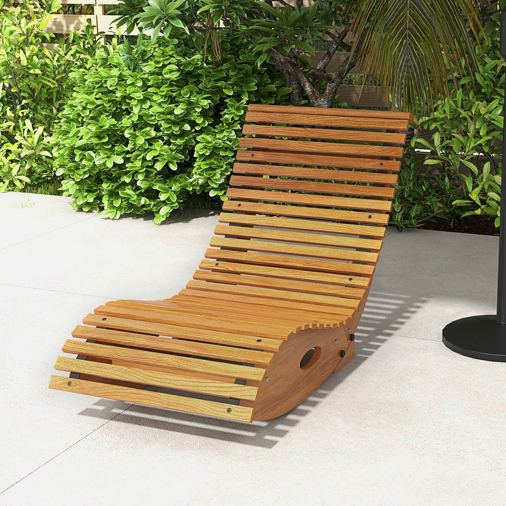 Slatted Wooden Outdoor Rocking Chair – Teak Finish – product image 10