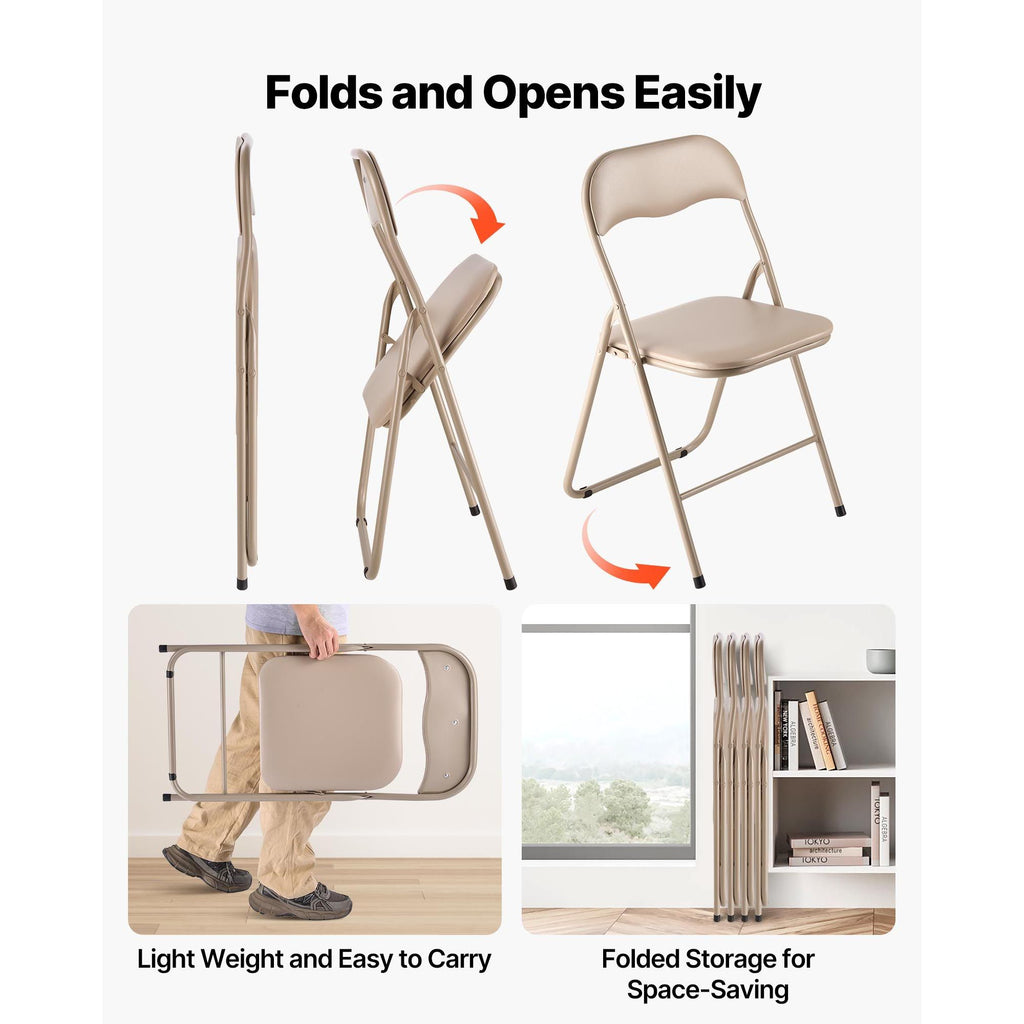 Khaki Padded Folding Chairs – Set of 4 – product image 6