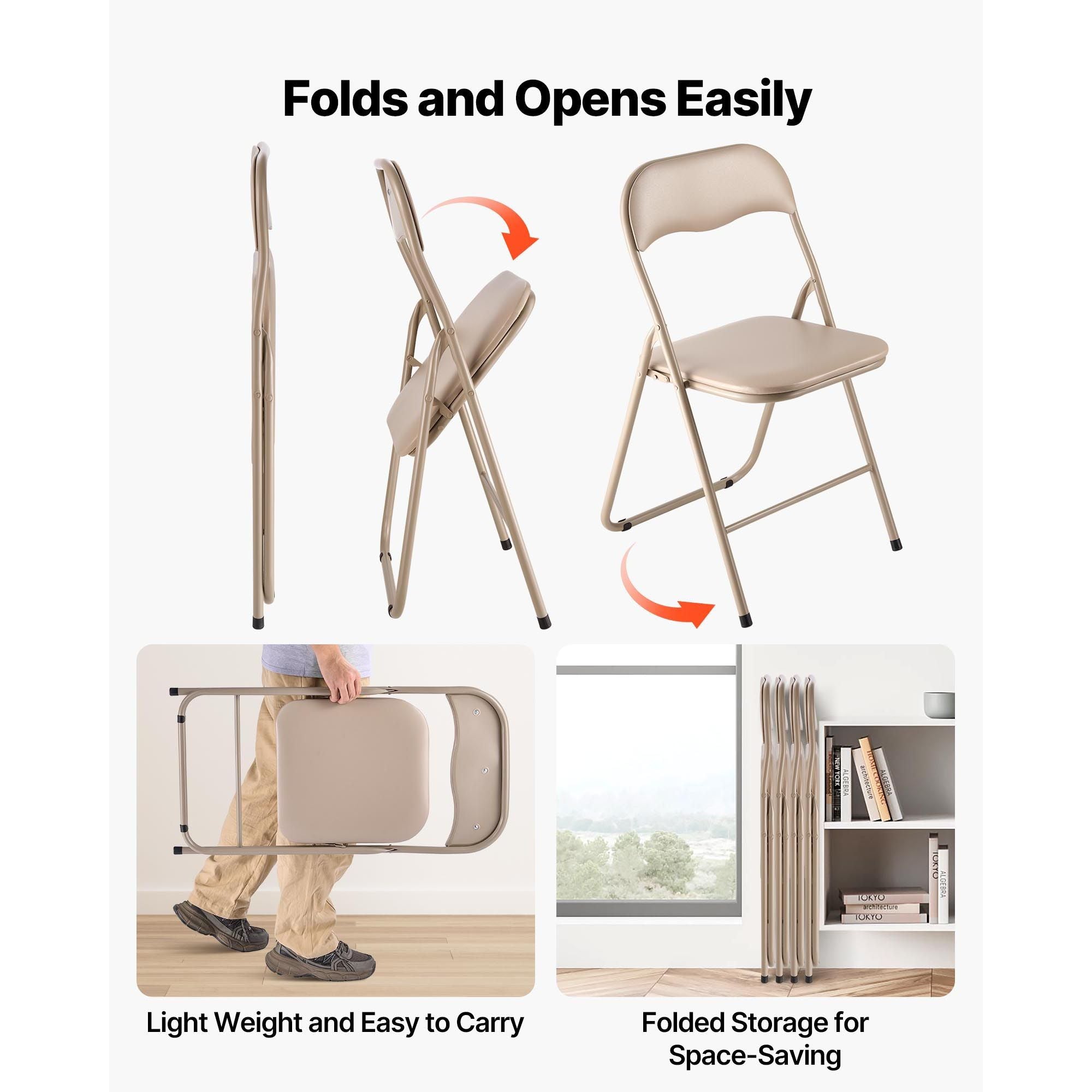 Khaki Padded Folding Chairs – Set of 4 – product image 6