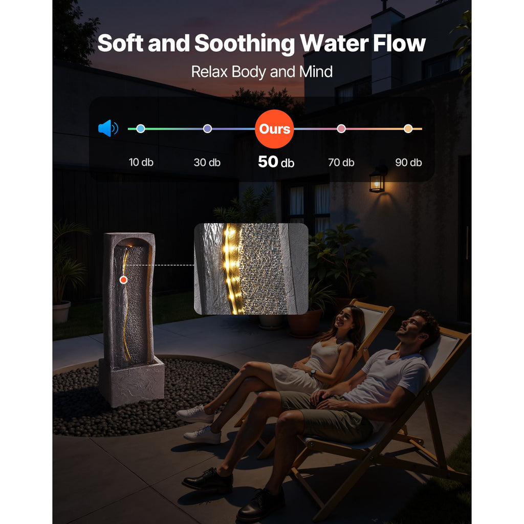 38.58-Inch Rock-Style Outdoor Fountain with LED Light – product image 4