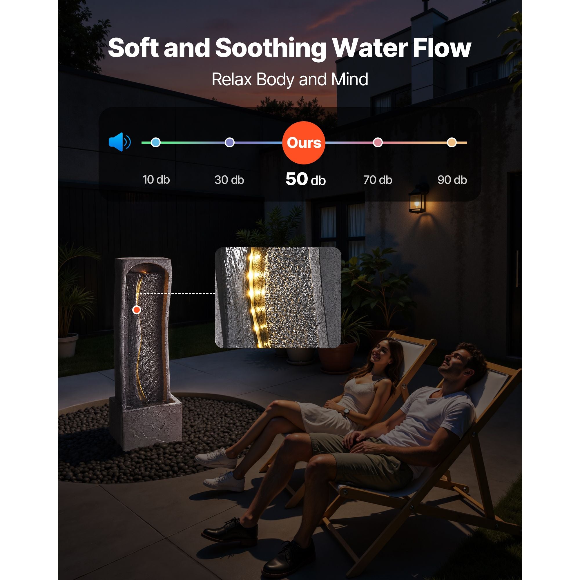 38.58-Inch Rock-Style Outdoor Fountain with LED Light – product image 4