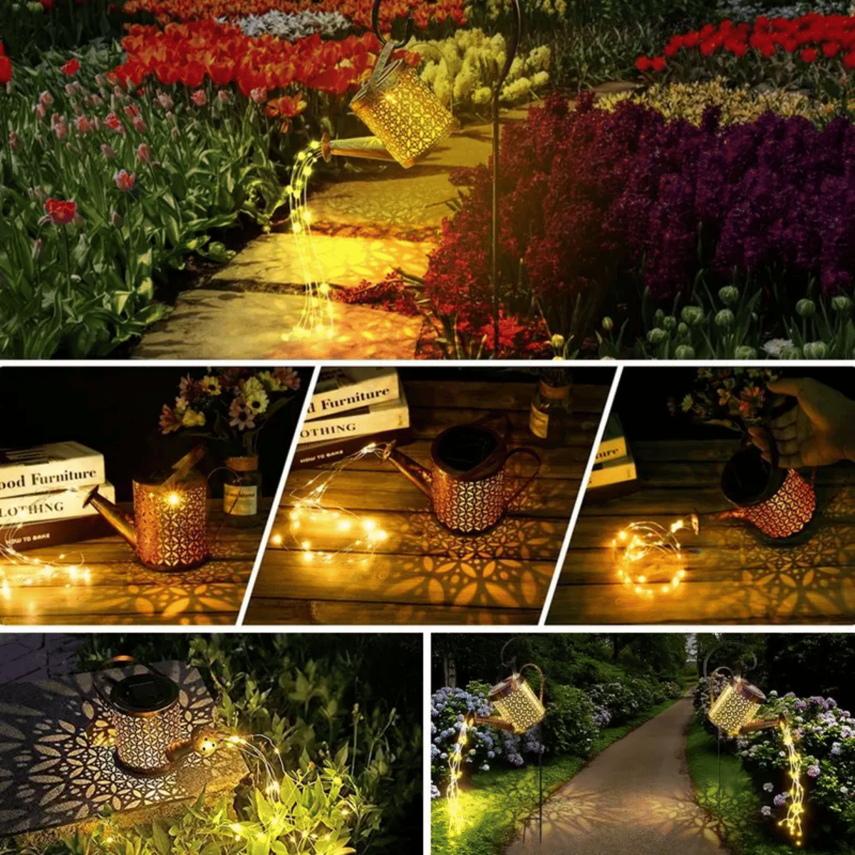 Watering Can Solar Garden Lantern with Hanging Hook – product image 16