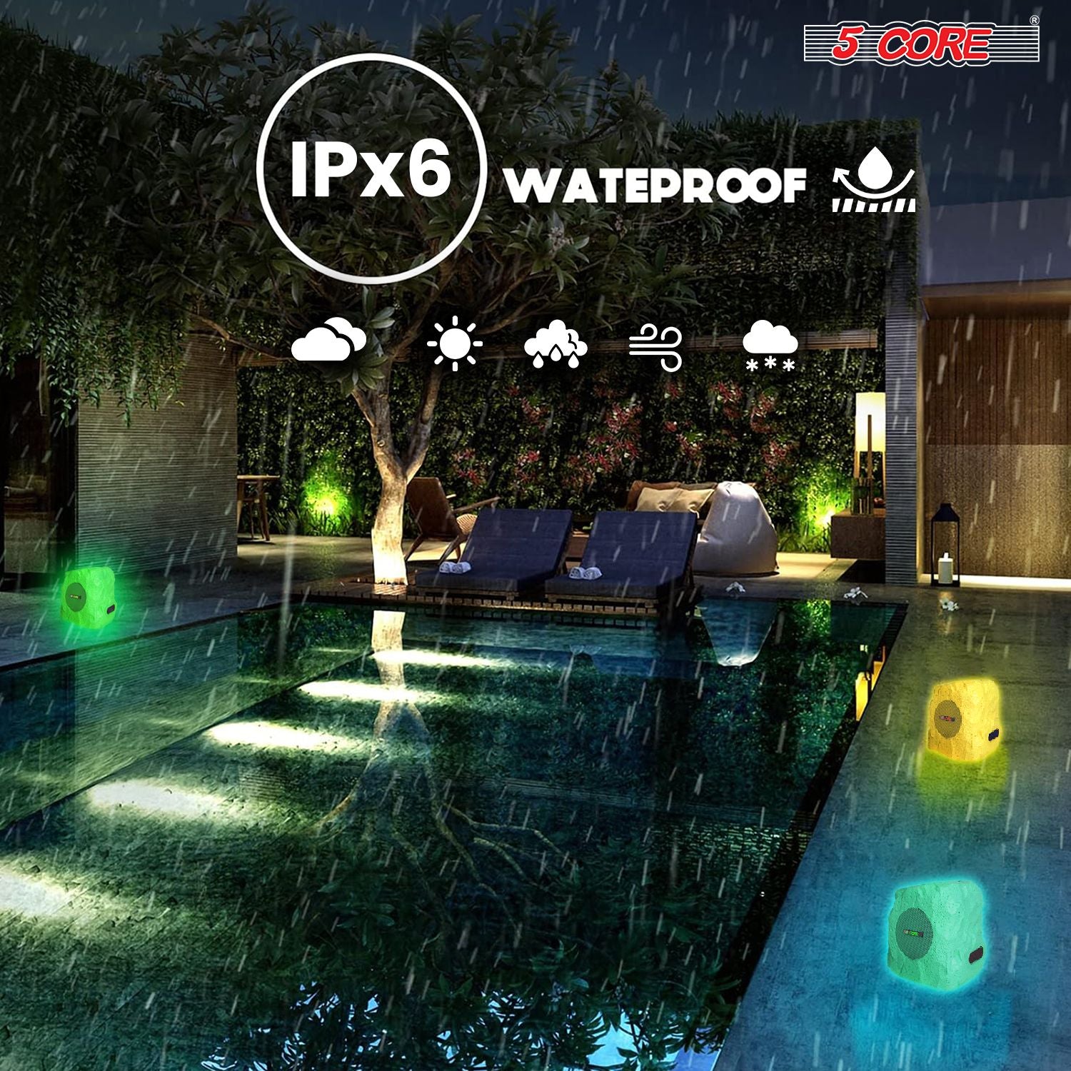 Solar Bluetooth Rock Speakers with RGB Lighting – 2 Pack – product image 6