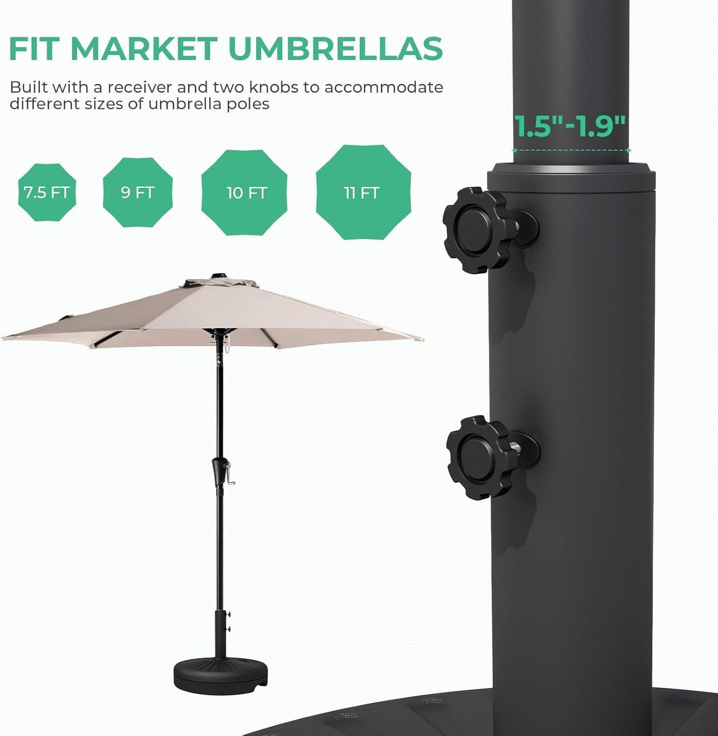 Water-Filled Patio Umbrella Base – Black – product image 4