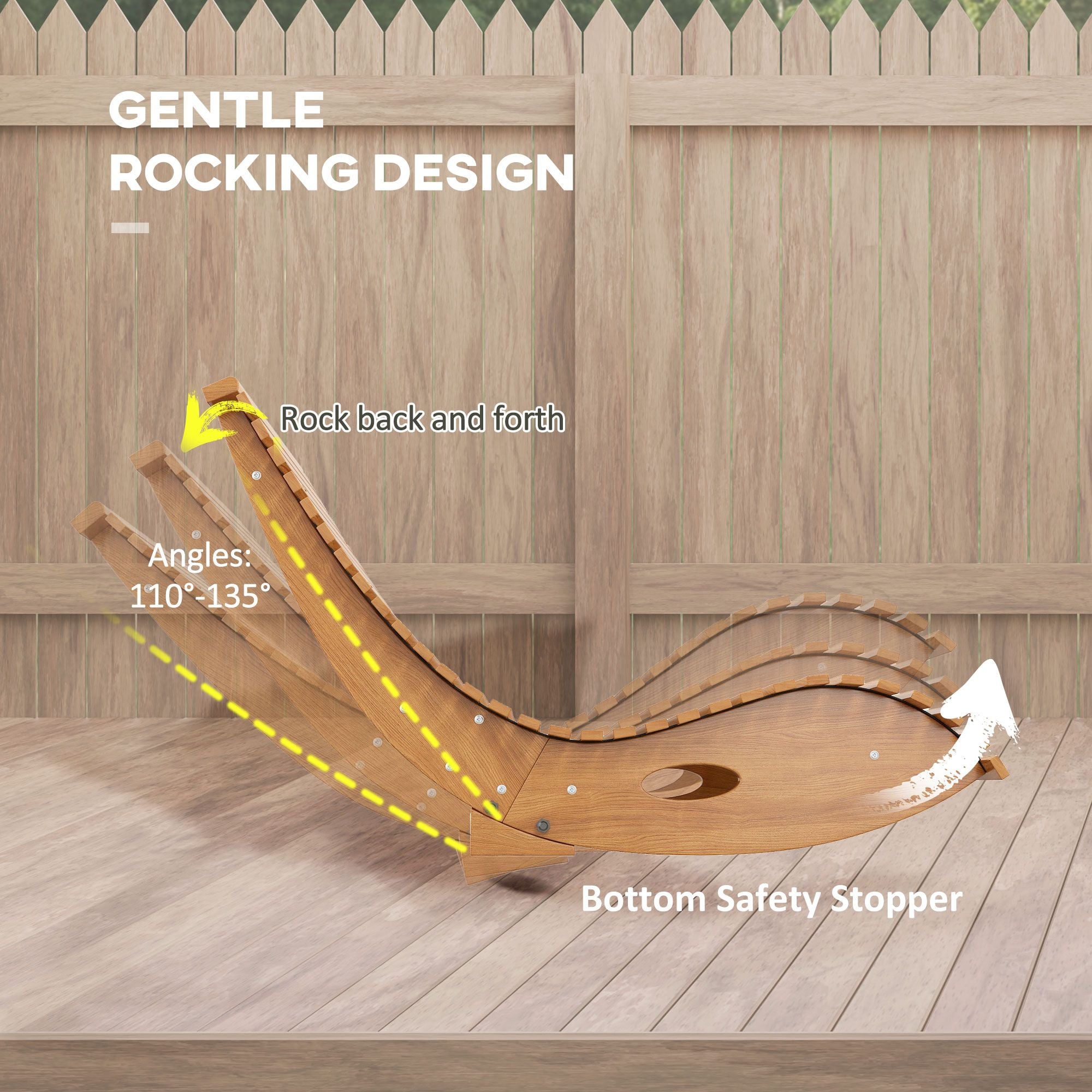 Slatted Wooden Outdoor Rocking Chair – Teak Finish – product image 4