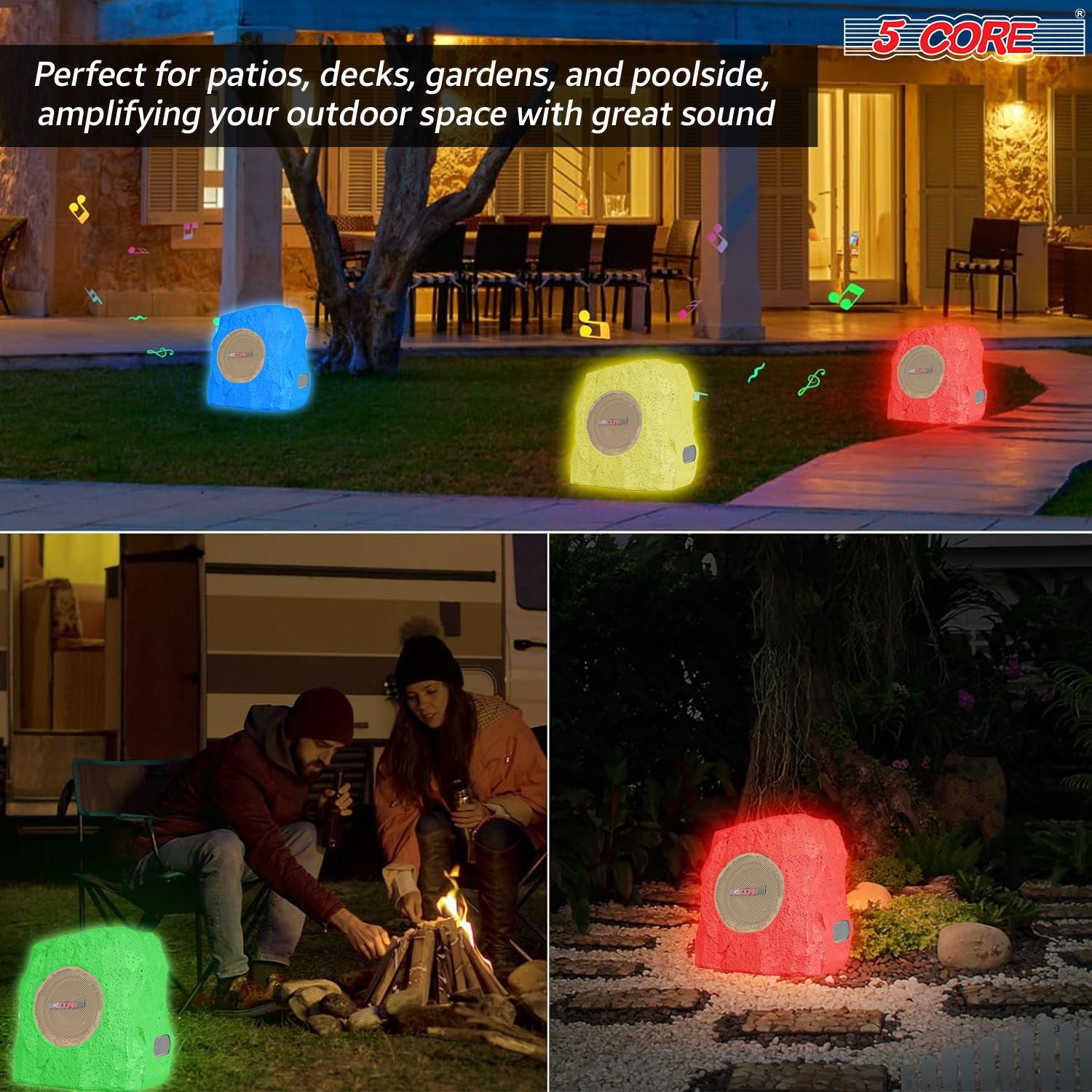 Solar Bluetooth Rock Speakers with RGB Lighting – 2 Pack – product image 11