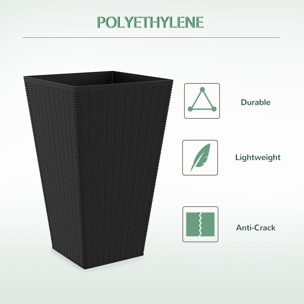 Tall Black Rattan-Style Planters – Set of 3 – product image 4