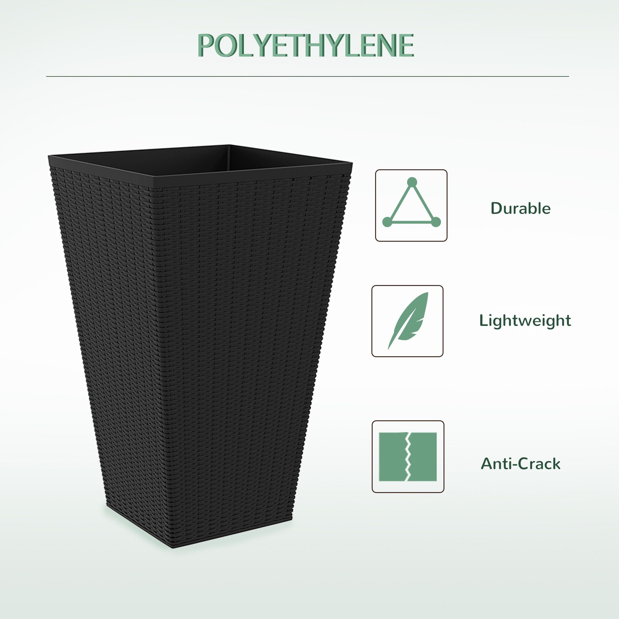 Tall Black Rattan-Style Planters – Set of 3 – product image 4
