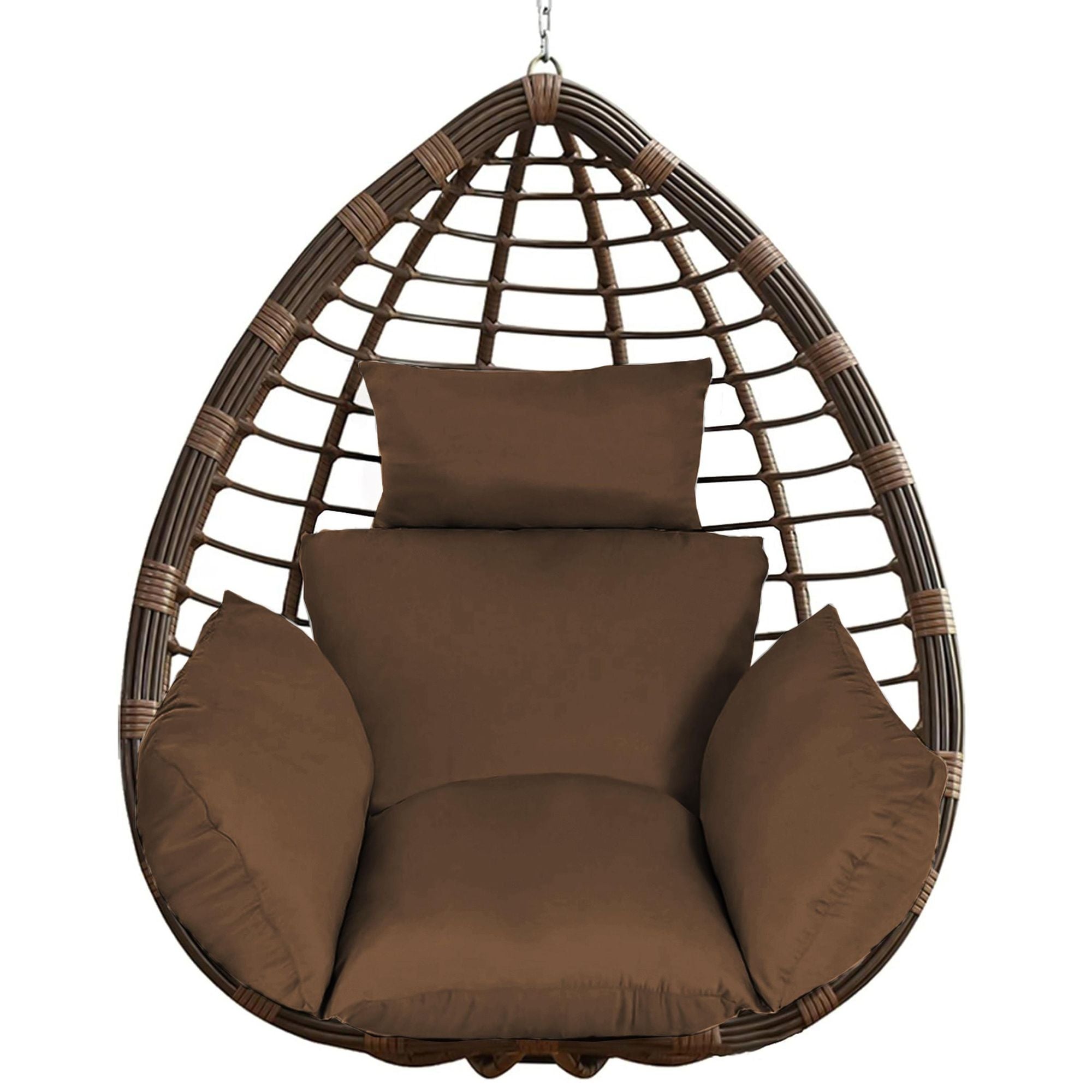Padded Egg Chair Cushion with Headrest – Coffee