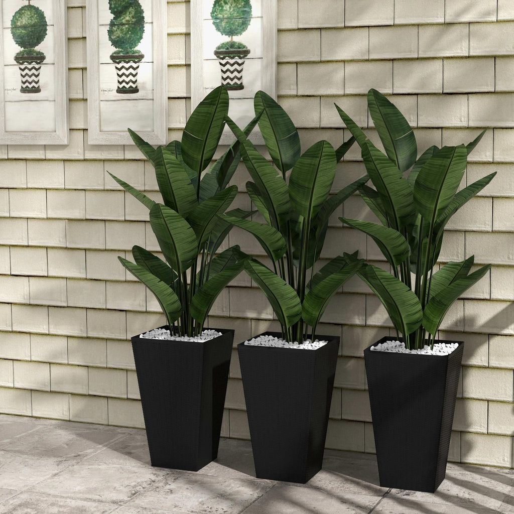 Tall Black Rattan-Style Planters – Set of 3 – product image 10