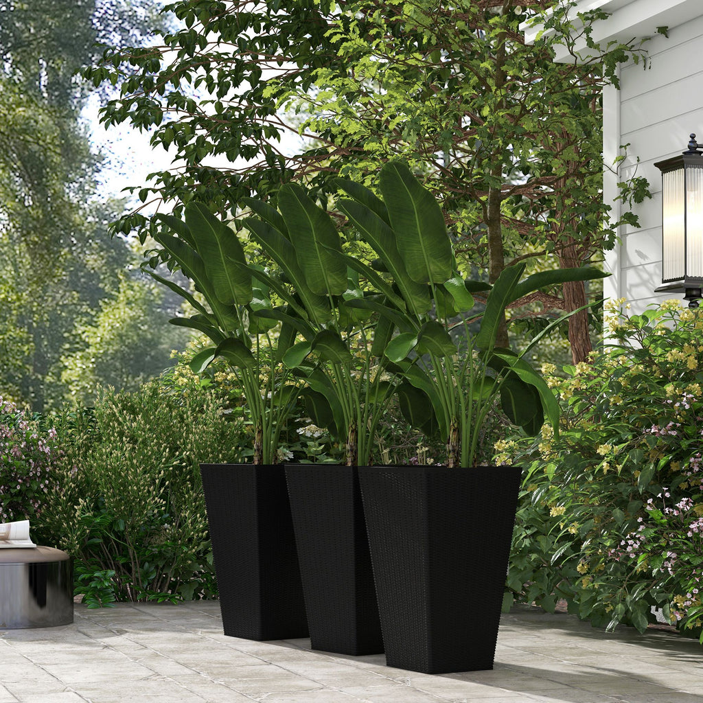 Tall Black Rattan-Style Planters – Set of 3 – product image 7
