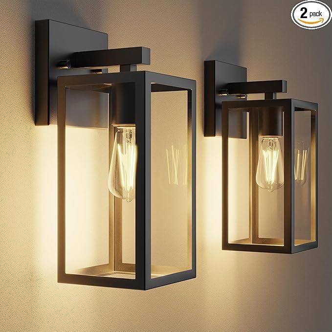 Black Outdoor Porch Wall Lights – 2 Pack
