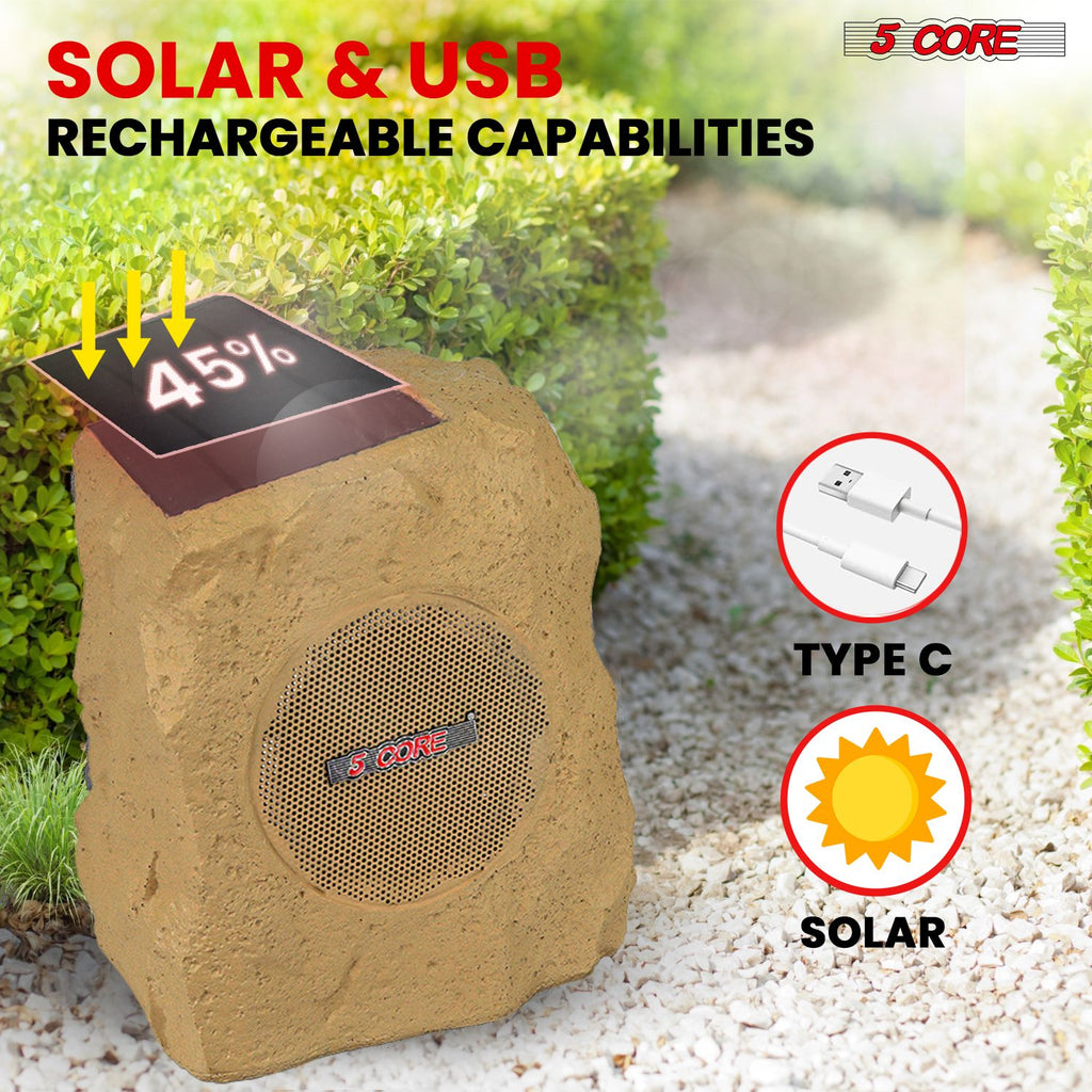 Solar Bluetooth Rock Speakers with RGB Lighting – 2 Pack – product image 3