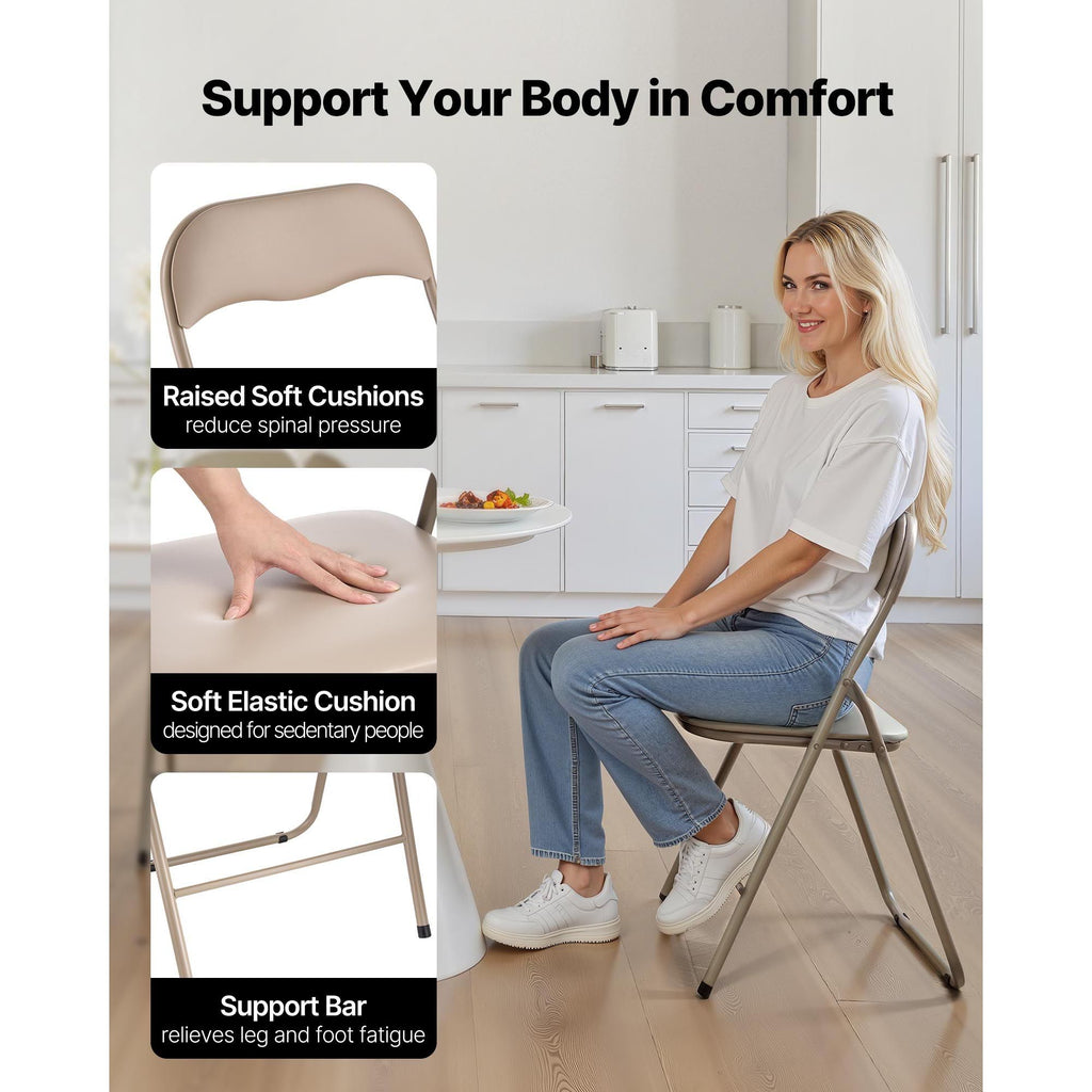 Khaki Padded Folding Chairs – Set of 4 – product image 4