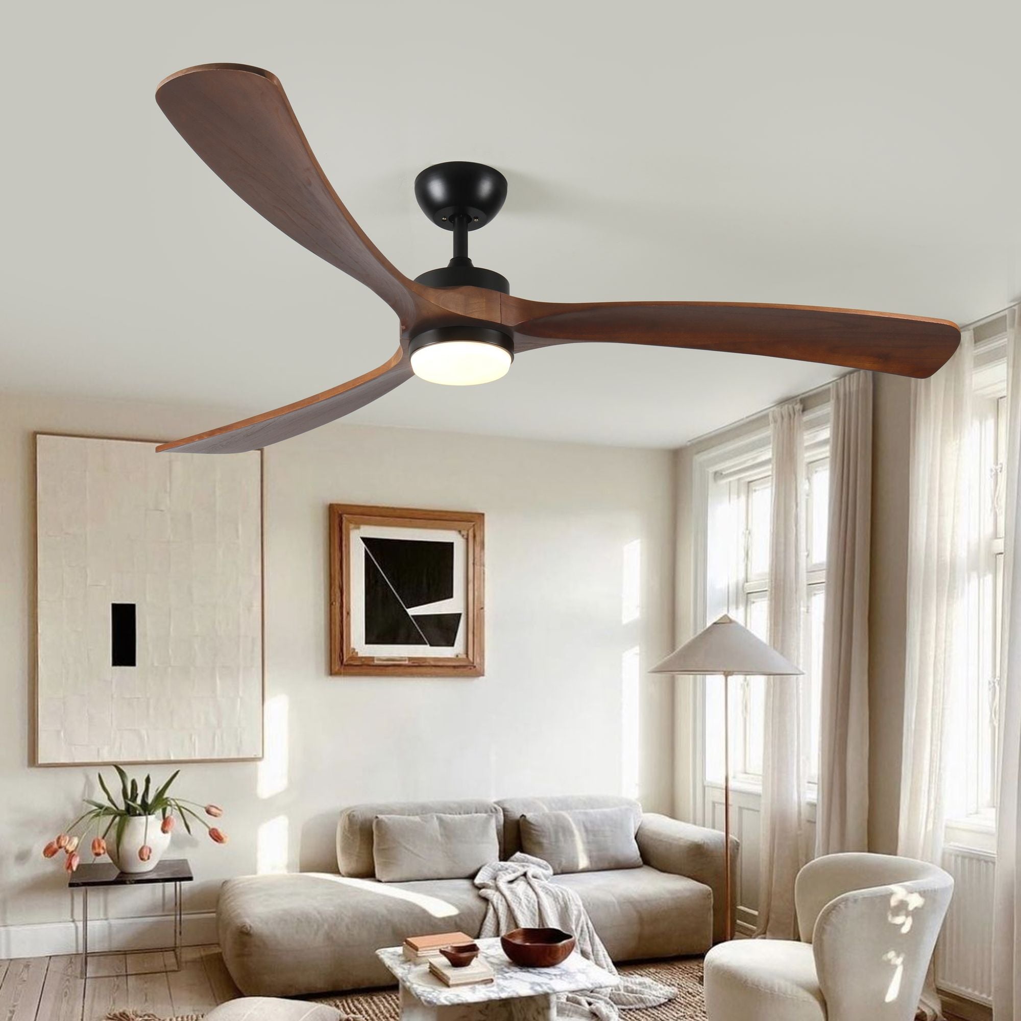 72-Inch Indoor/Outdoor Ceiling Fan with Light and Remote – Walnut – product image 8